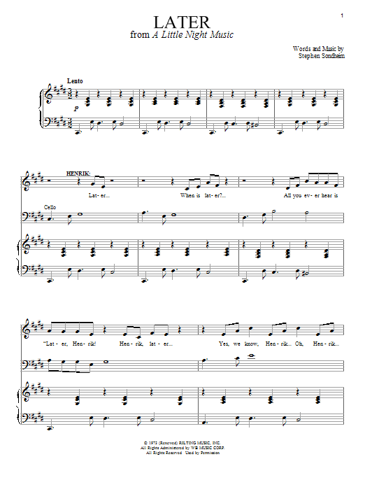 Stephen Sondheim Later sheet music notes and chords. Download Printable PDF.