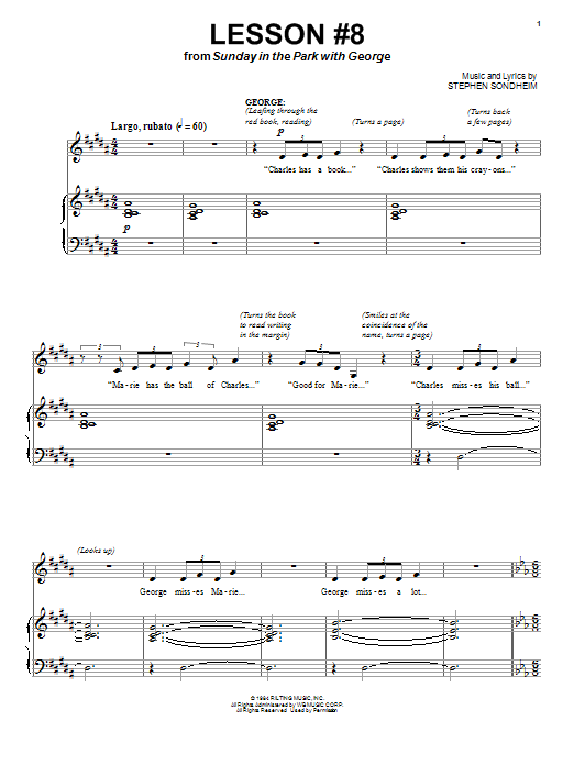 Stephen Sondheim Lesson #8 sheet music notes and chords. Download Printable PDF.