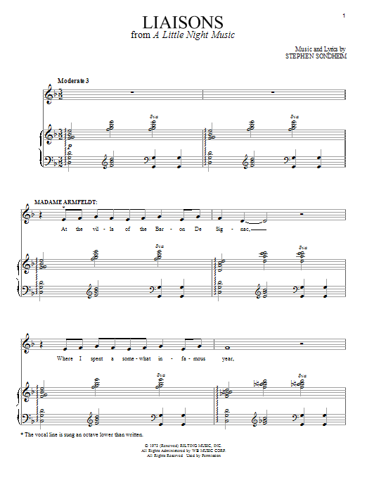 Stephen Sondheim Liaisons sheet music notes and chords. Download Printable PDF.