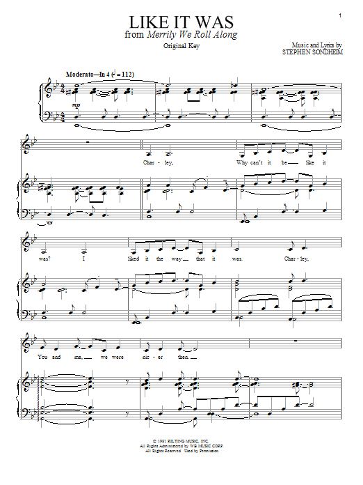 Stephen Sondheim Like It Was sheet music notes and chords. Download Printable PDF.