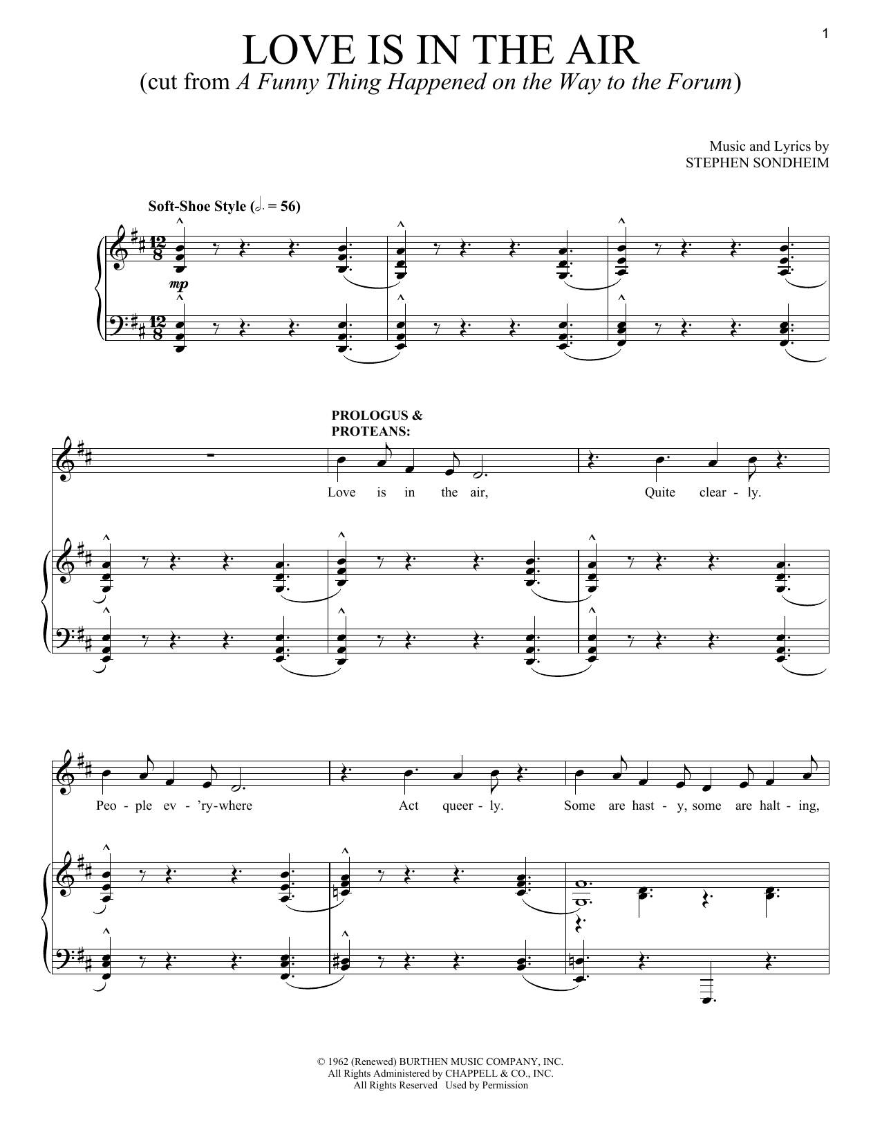 Stephen Sondheim Love Is In The Air sheet music notes and chords. Download Printable PDF.