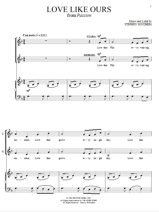 Stephen Sondheim Love Like Ours sheet music notes and chords arranged for Piano & Vocal