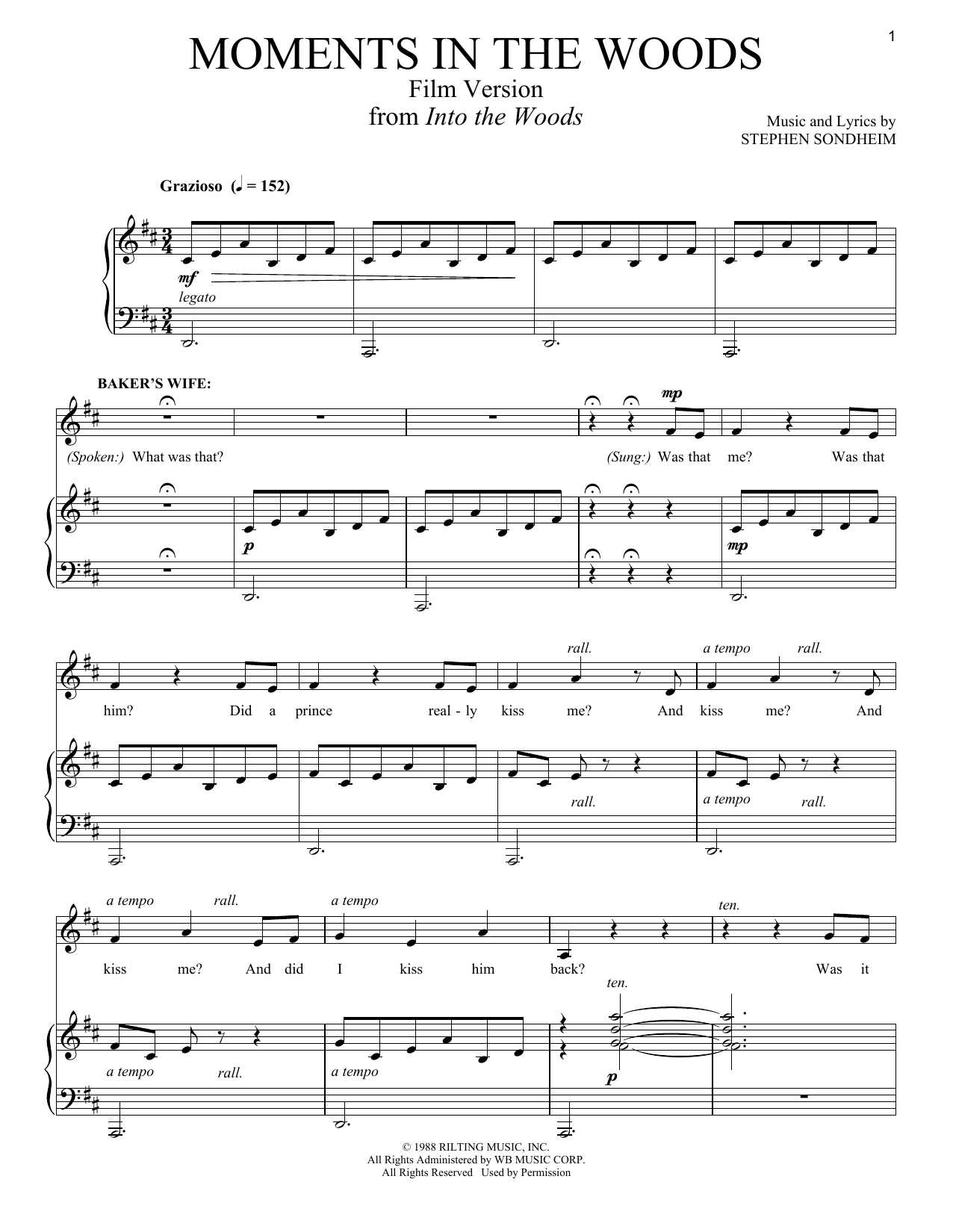 Stephen Sondheim Moments In The Woods (Film Version) (from Into The Woods) sheet music notes and chords. Download Printable PDF.