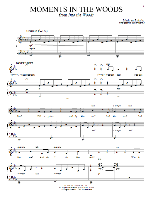 Stephen Sondheim Moments In The Woods (from Into The Woods) sheet music notes and chords. Download Printable PDF.