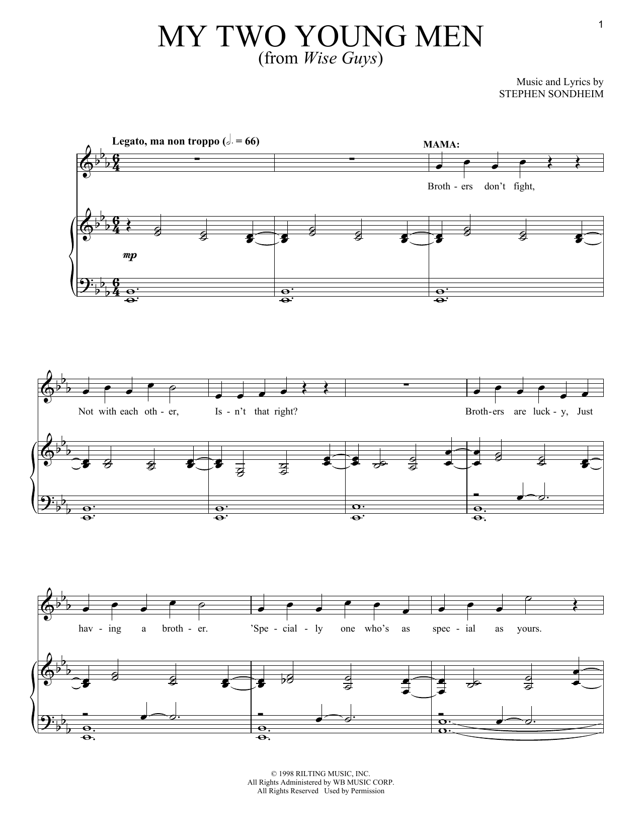 Stephen Sondheim My Two Young Men sheet music notes and chords. Download Printable PDF.