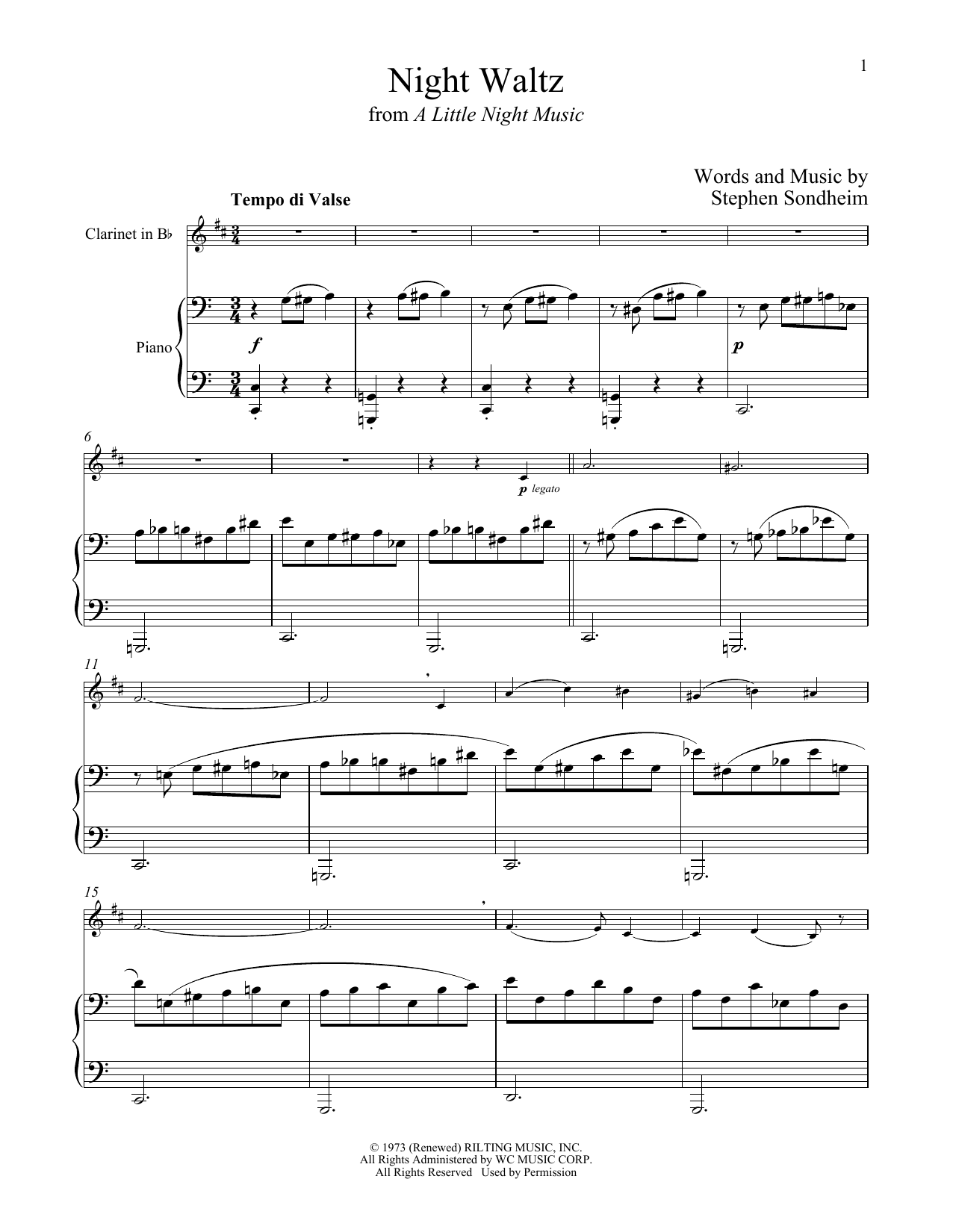 Stephen Sondheim Night Waltz (from A Little Night Music) sheet music notes and chords. Download Printable PDF.