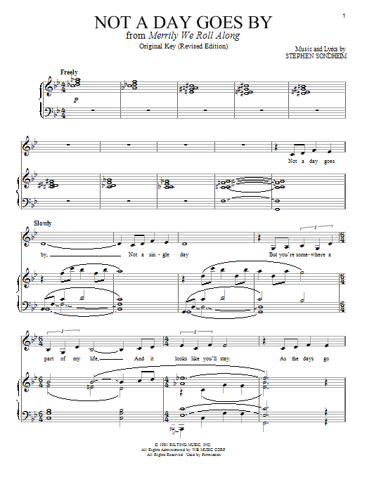 Stephen Sondheim Not A Day Goes By sheet music notes and chords. Download Printable PDF.