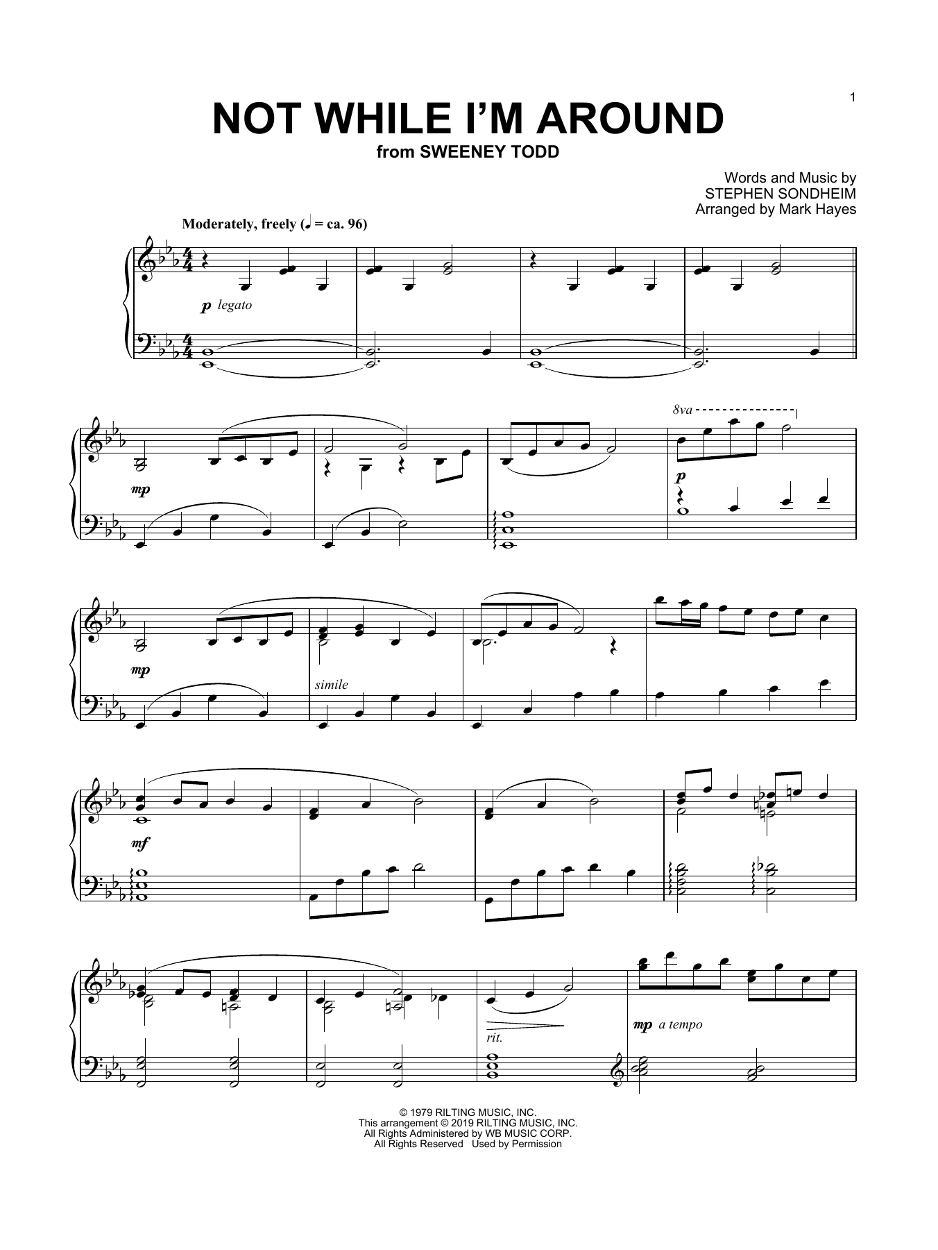 Stephen Sondheim Not While I'm Around (arr. Mark Hayes) sheet music notes and chords. Download Printable PDF.