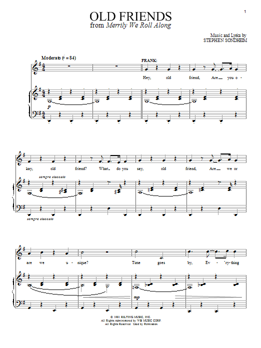 Stephen Sondheim Old Friends sheet music notes and chords. Download Printable PDF.