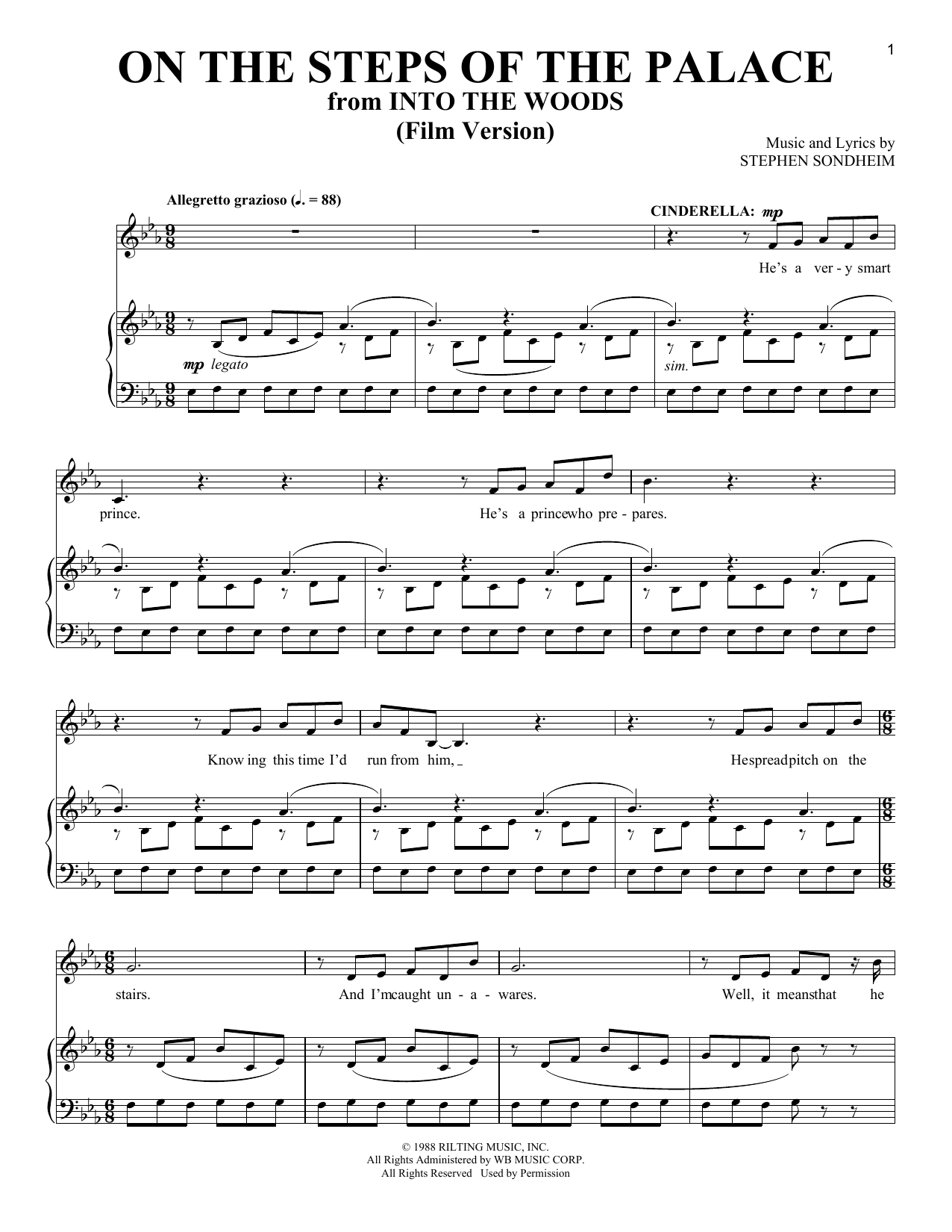 Stephen Sondheim On The Steps Of The Palace (Film Version) (from Into The Woods) sheet music notes and chords. Download Printable PDF.