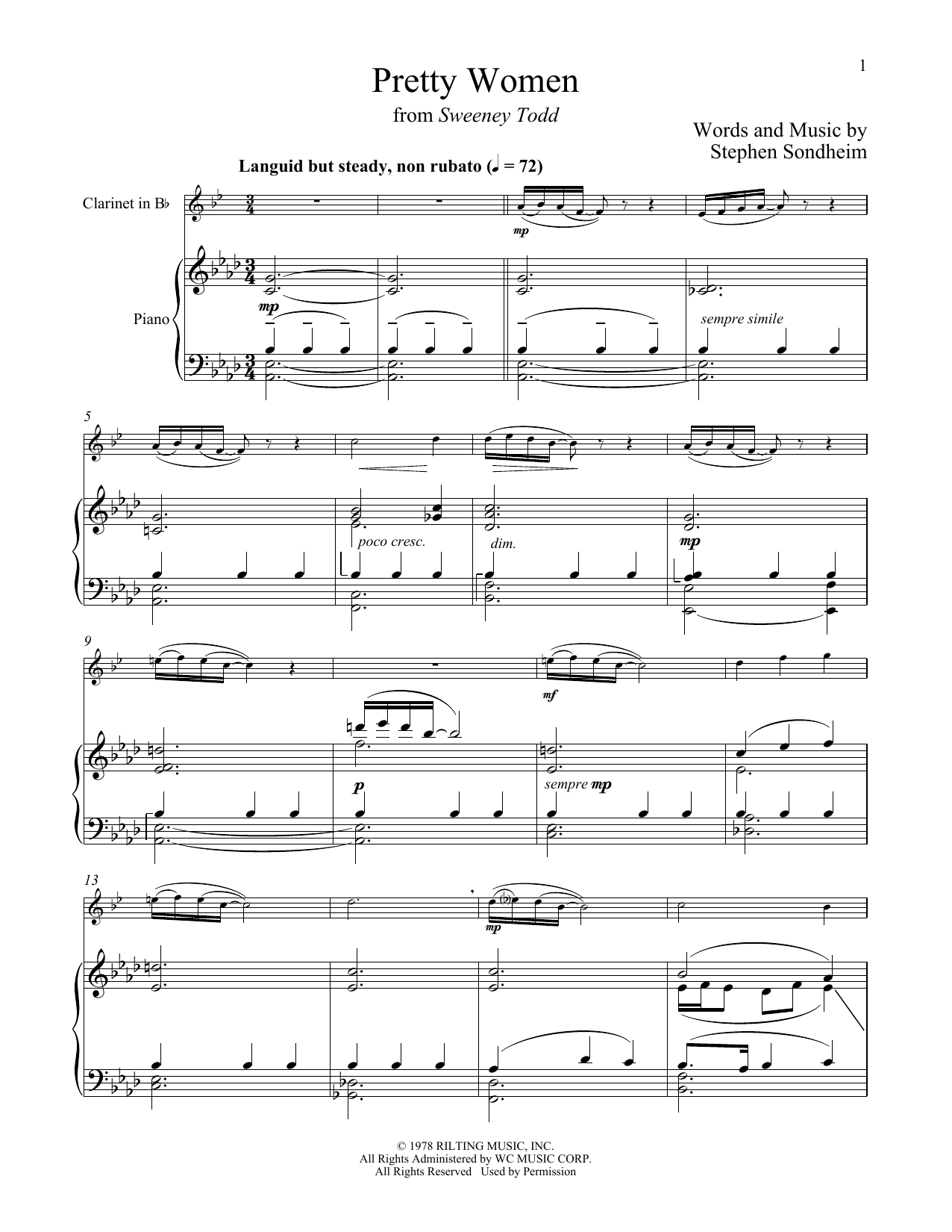 Stephen Sondheim Pretty Women (from Sweeney Todd) sheet music notes and chords. Download Printable PDF.