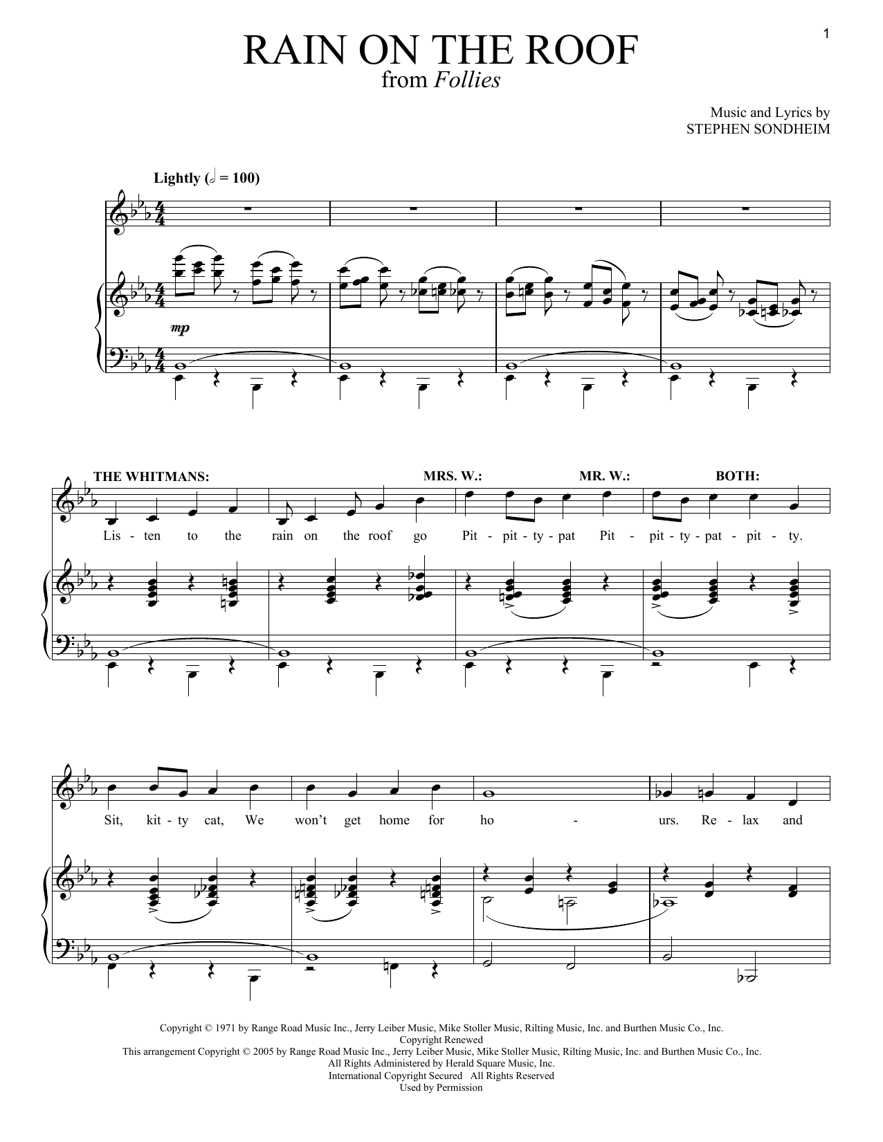 Stephen Sondheim Rain On The Roof sheet music notes and chords. Download Printable PDF.