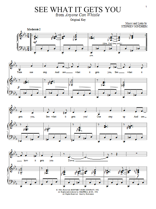 Stephen Sondheim See What It Gets You sheet music notes and chords. Download Printable PDF.