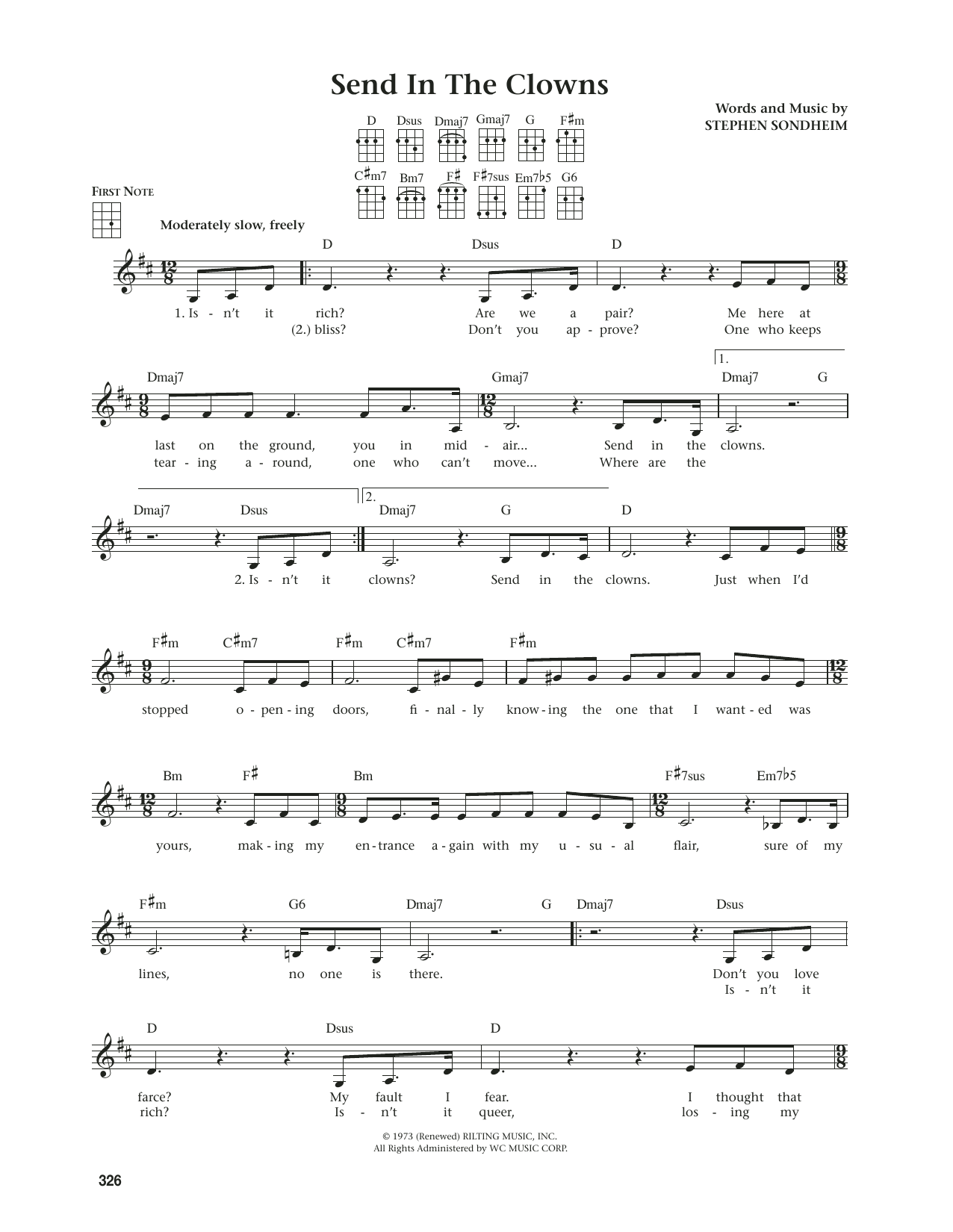 Stephen Sondheim Send In The Clowns (from A Little Night Music) (from The Daily Ukulele) (arr. Jim Beloff) sheet music notes and chords. Download Printable PDF.