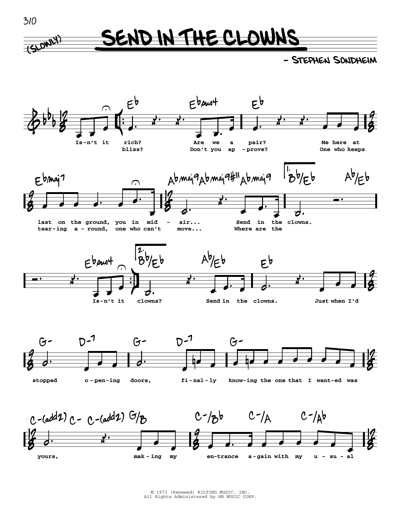 Stephen Sondheim Send In The Clowns (from A Little Night Music) (Low Voice) sheet music notes and chords. Download Printable PDF.