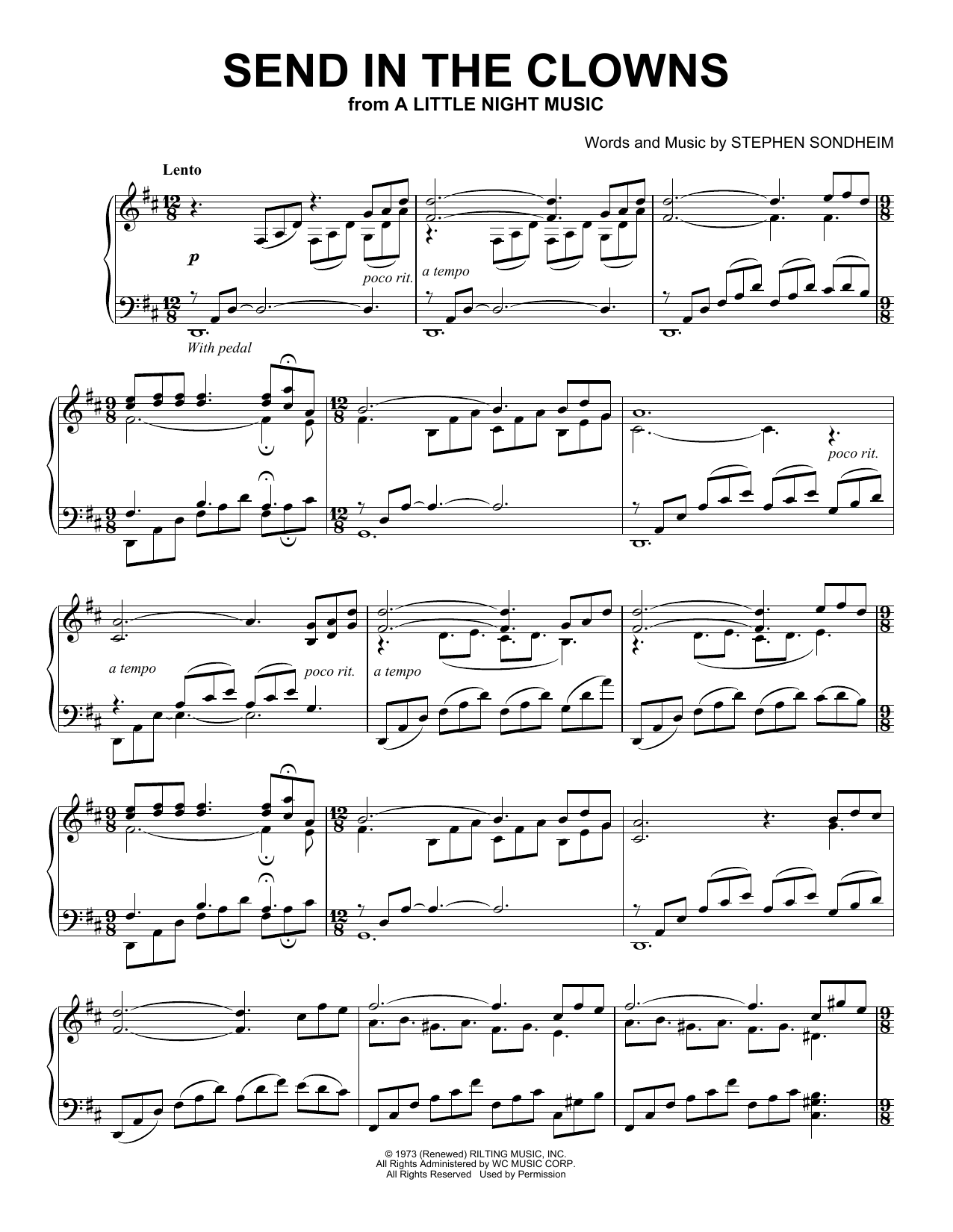 Learn to play Stephen Sondheim Send In The Clowns (from A Little Night Music) (Peaceful Piano Solo) sheet music for Piano Solo in minutes. Price: 7.8900$ Stephen Sondheim Send In The Clowns (from A Little Night Music) (Peaceful Piano Solo) sheet music notes and chords arranged for Piano Solo