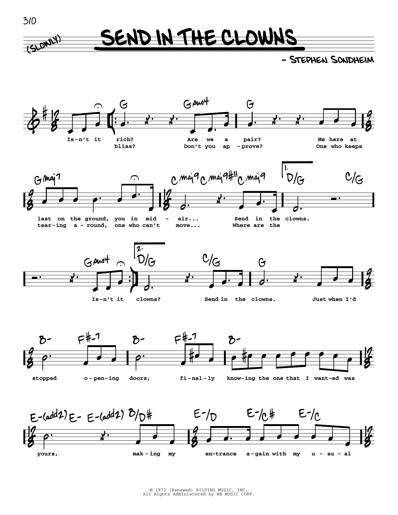 Stephen Sondheim Send In The Clowns (High Voice) sheet music notes and chords. Download Printable PDF.