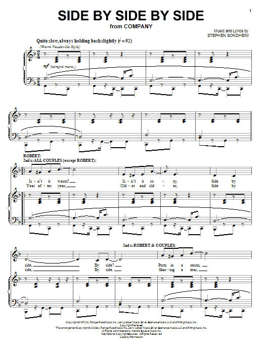 Stephen Sondheim Side By Side By Side sheet music notes and chords. Download Printable PDF.