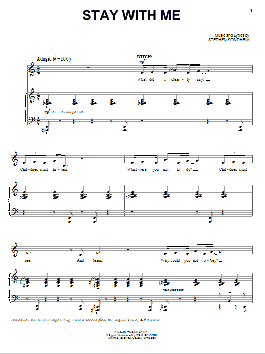 Stephen Sondheim Stay With Me (from Into The Woods) sheet music notes and chords. Download Printable PDF.