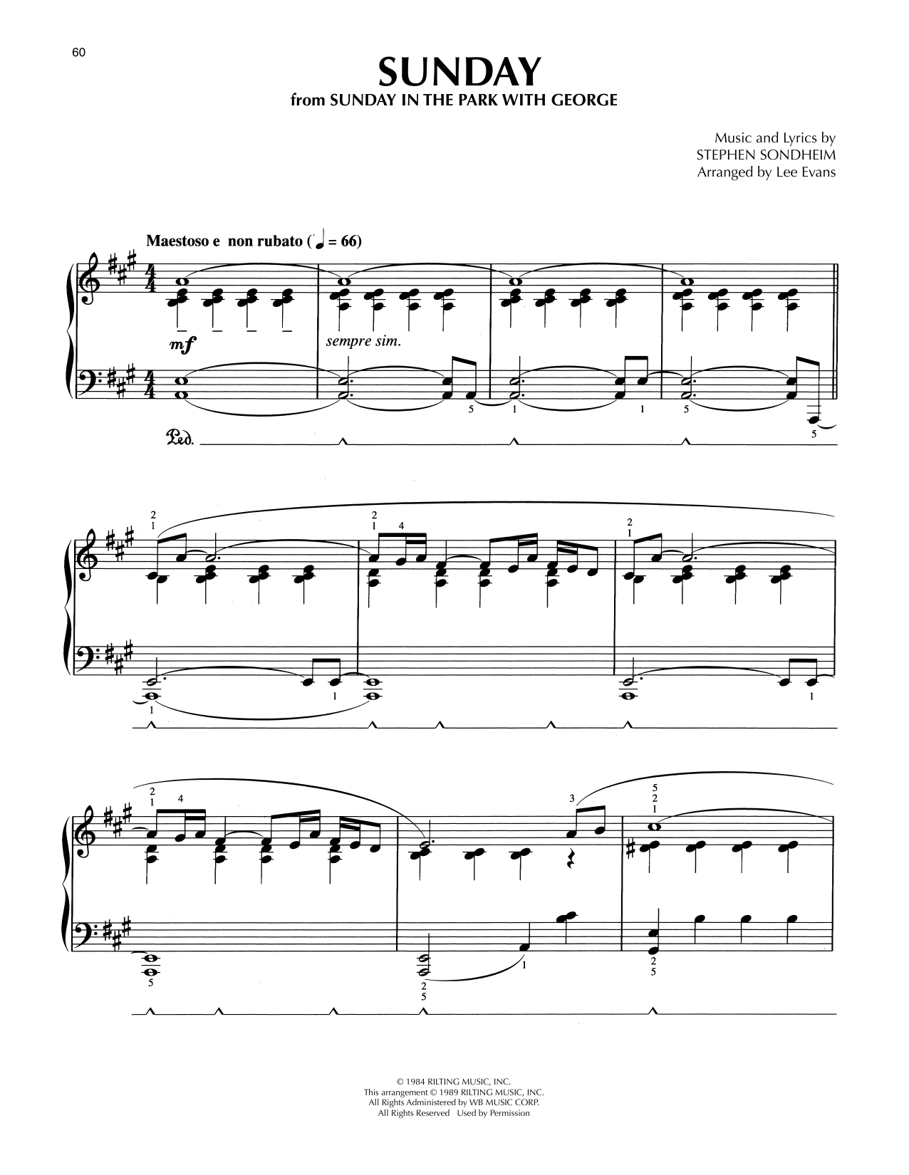 Learn to play Stephen Sondheim Sunday (from Sunday In The Park With George) (arr. Lee Evans) sheet music for Piano Solo in minutes. Price: 7.8900$ Stephen Sondheim Sunday (from Sunday In The Park With George) (arr. Lee Evans) sheet music notes and chords arranged for Piano Solo