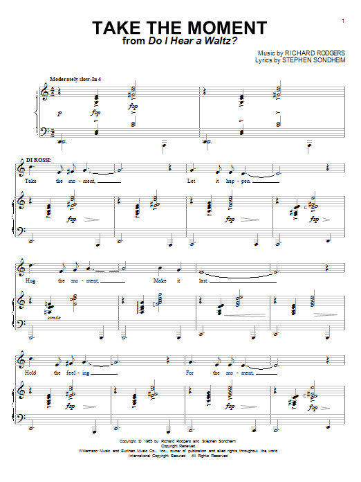 Stephen Sondheim Take The Moment sheet music notes and chords. Download Printable PDF.