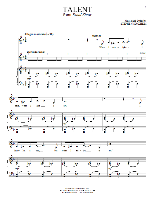 Stephen Sondheim Talent sheet music notes and chords. Download Printable PDF.