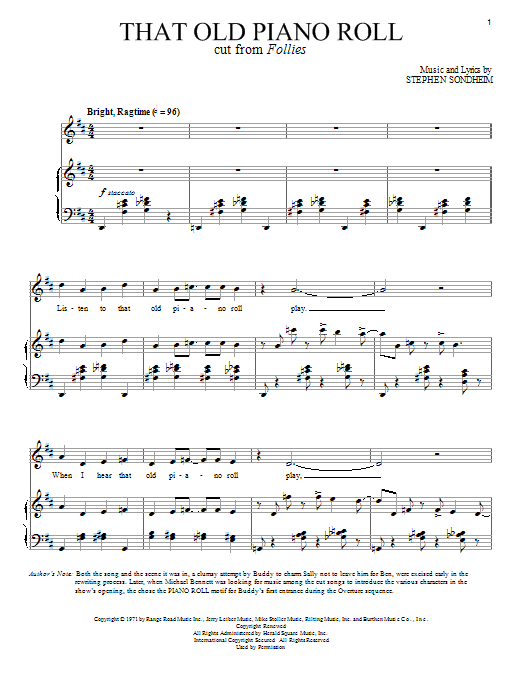 Stephen Sondheim That Old Piano Roll sheet music notes and chords arranged for Piano & Vocal