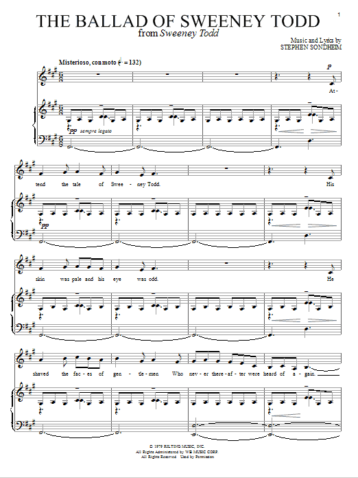 Stephen Sondheim The Ballad Of Sweeney Todd sheet music notes and chords. Download Printable PDF.