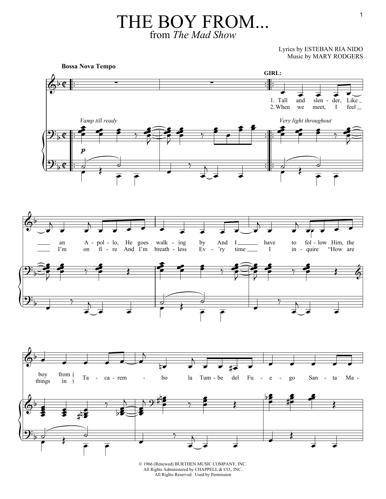 Stephen Sondheim The Boy From... sheet music notes and chords. Download Printable PDF.