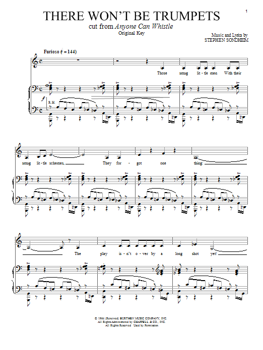 Stephen Sondheim There Won't Be Trumpets sheet music notes and chords. Download Printable PDF.