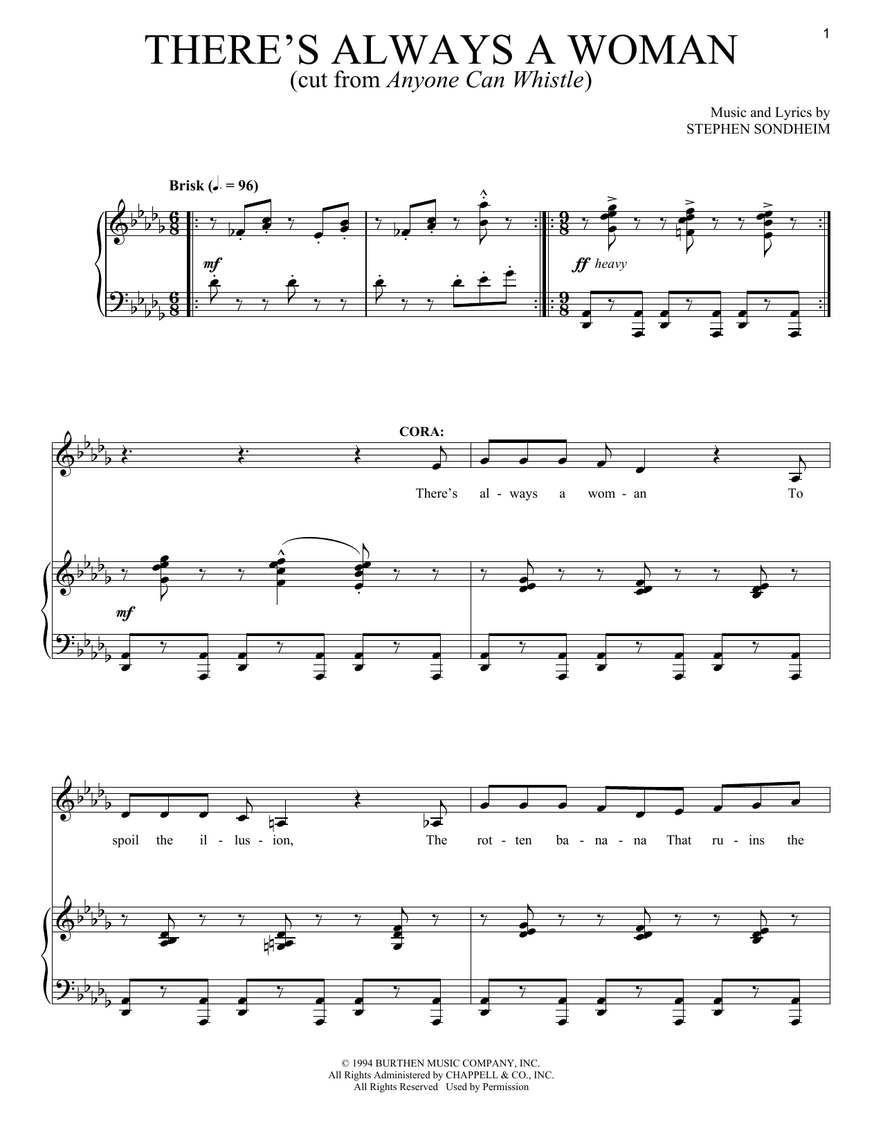 Stephen Sondheim There's Always A Woman sheet music notes and chords. Download Printable PDF.