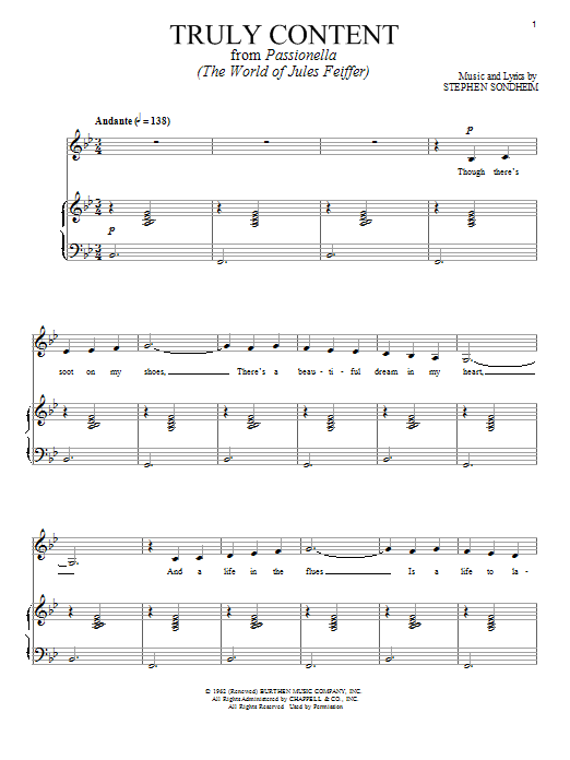 Stephen Sondheim Truly Content sheet music notes and chords arranged for Piano & Vocal