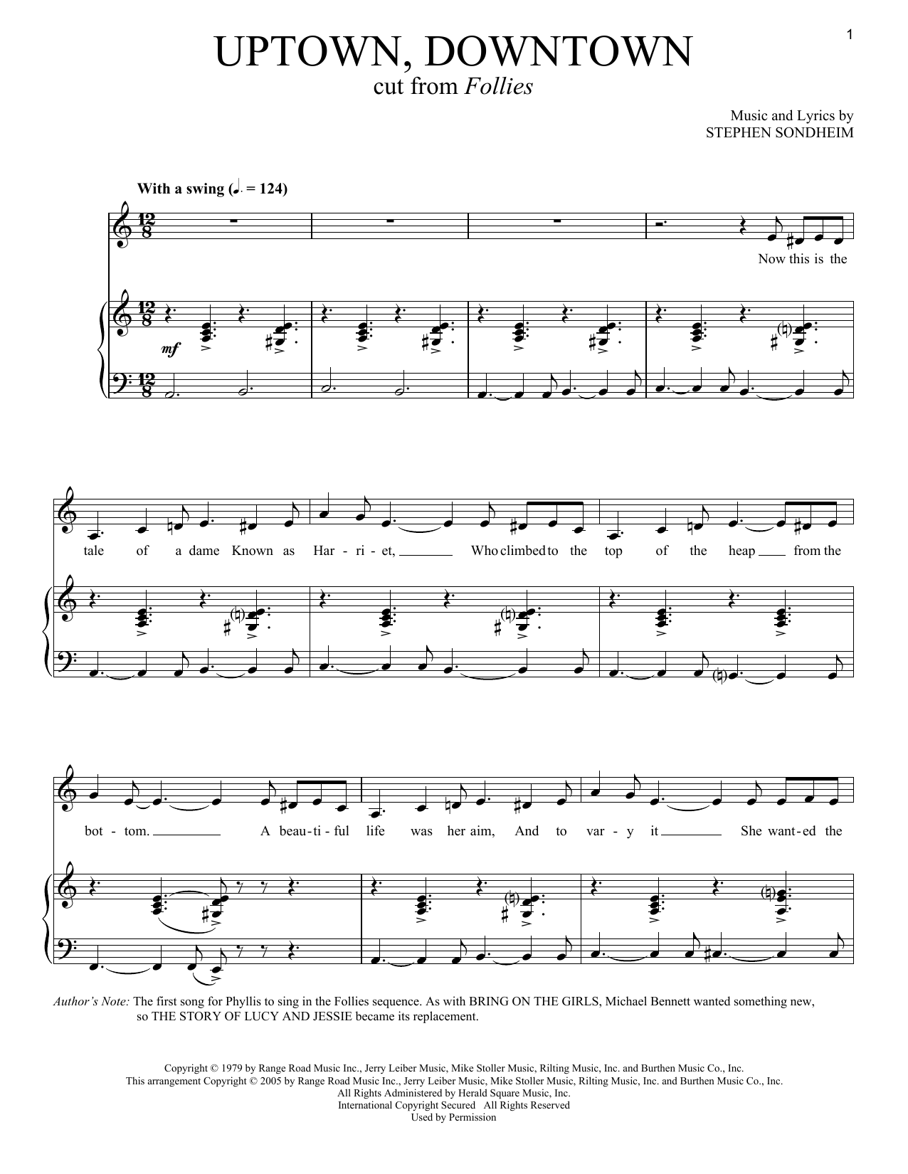 Stephen Sondheim Uptown, Downtown sheet music notes and chords. Download Printable PDF.