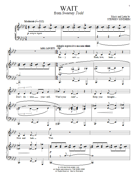 Stephen Sondheim Wait sheet music notes and chords. Download Printable PDF.