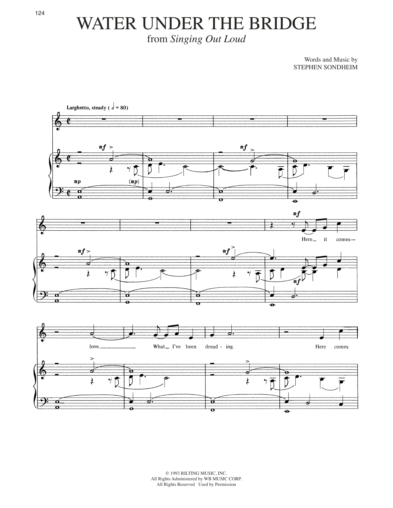 Stephen Sondheim Water Under The Bridge sheet music notes and chords. Download Printable PDF.