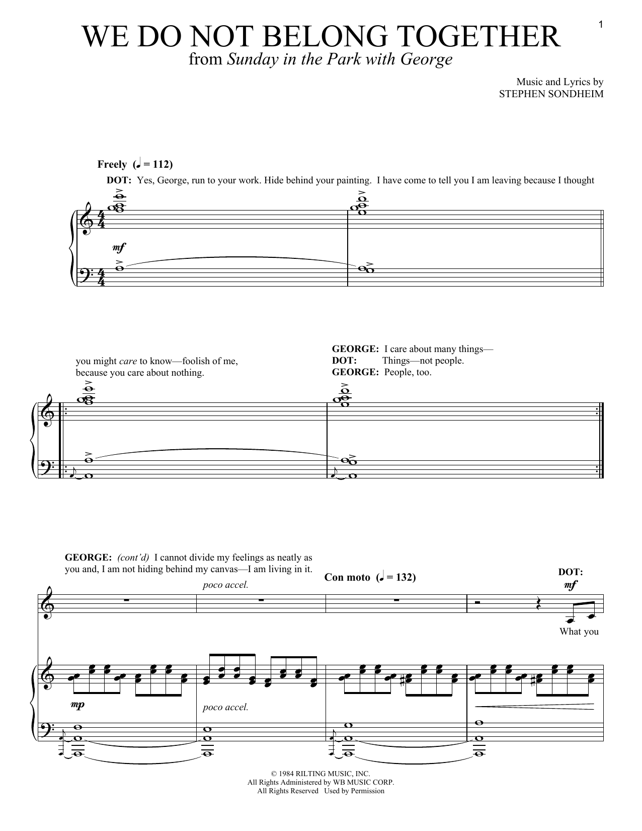 Stephen Sondheim We Do Not Belong Together sheet music notes and chords. Download Printable PDF.