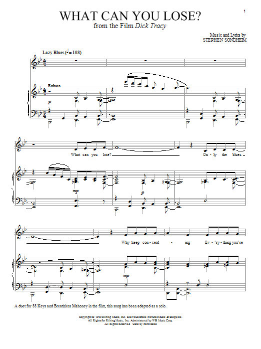 Stephen Sondheim What Can You Lose sheet music notes and chords. Download Printable PDF.