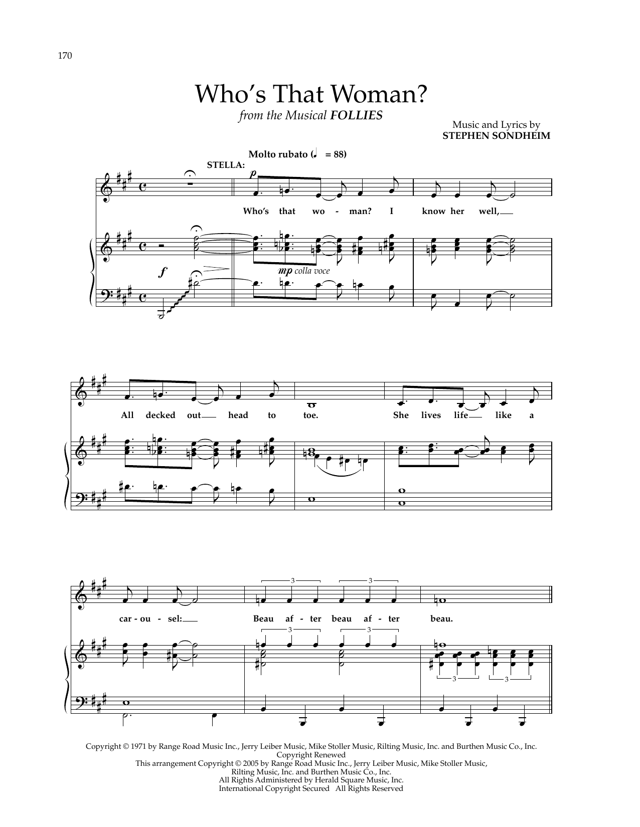 Stephen Sondheim Who's That Woman? (from Follies) sheet music notes and chords. Download Printable PDF.