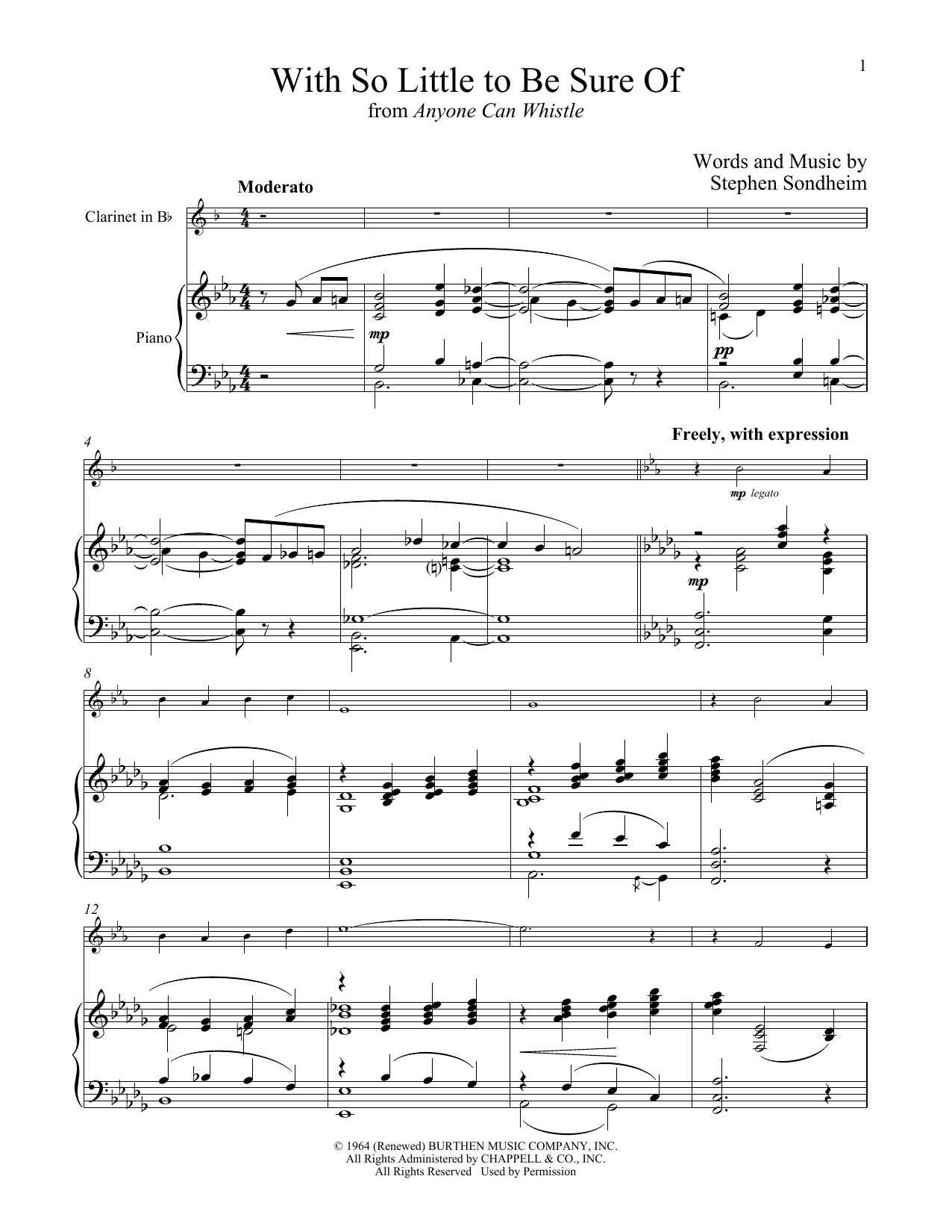 Stephen Sondheim With So Little To Be Sure Of (from Anyone Can Whistle) sheet music notes and chords. Download Printable PDF.