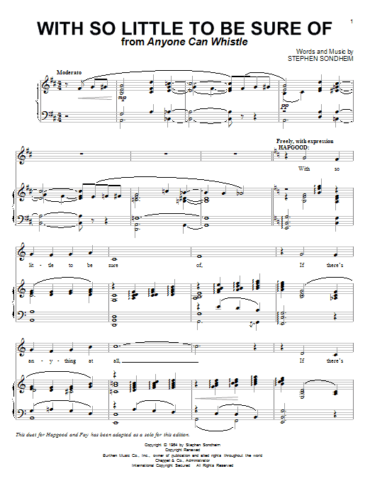 Stephen Sondheim With So Little To Be Sure Of sheet music notes and chords. Download Printable PDF.