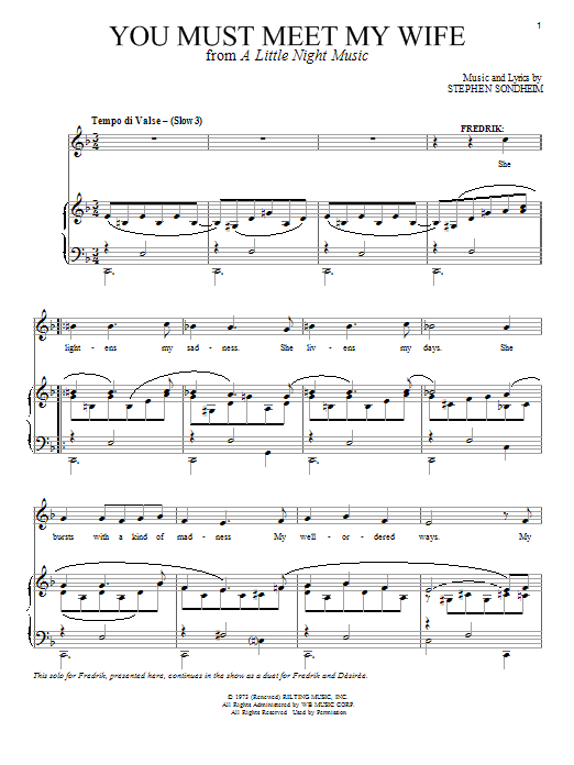 Stephen Sondheim You Must Meet My Wife sheet music notes and chords. Download Printable PDF.