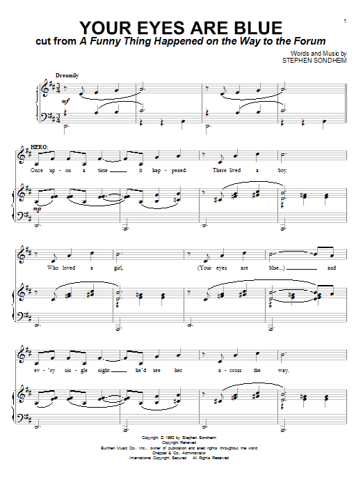 Stephen Sondheim Your Eyes Are Blue sheet music notes and chords. Download Printable PDF.