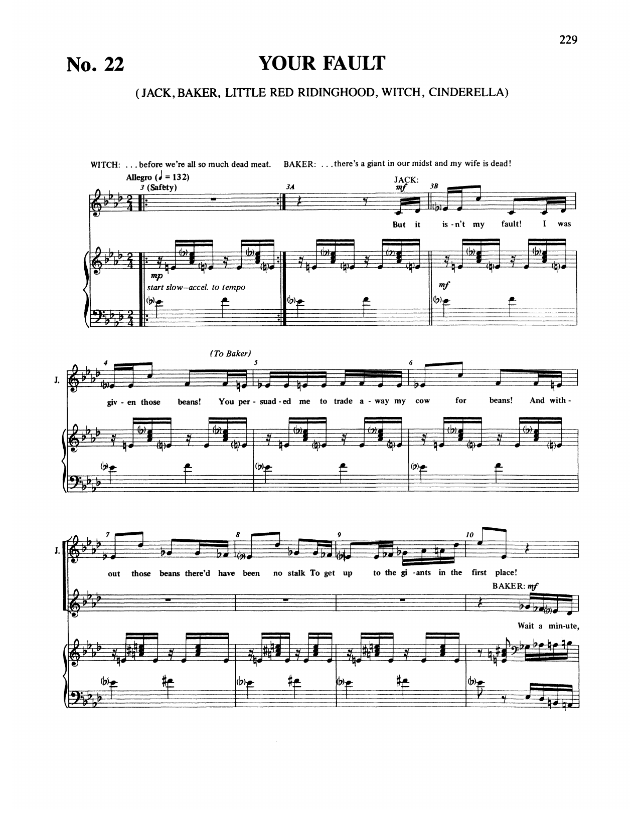 Stephen Sondheim Your Fault (from Into The Woods) sheet music notes and chords. Download Printable PDF.