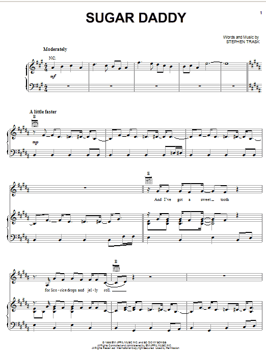 Learn to play Stephen Trask Sugar Daddy sheet music for Piano, Vocal & Guitar Chords (Right-Hand Melody) in minutes. Price: 7.8900$ Stephen Trask Sugar Daddy sheet music notes and chords arranged for Piano, Vocal & Guitar Chords (Right-Hand Melody)