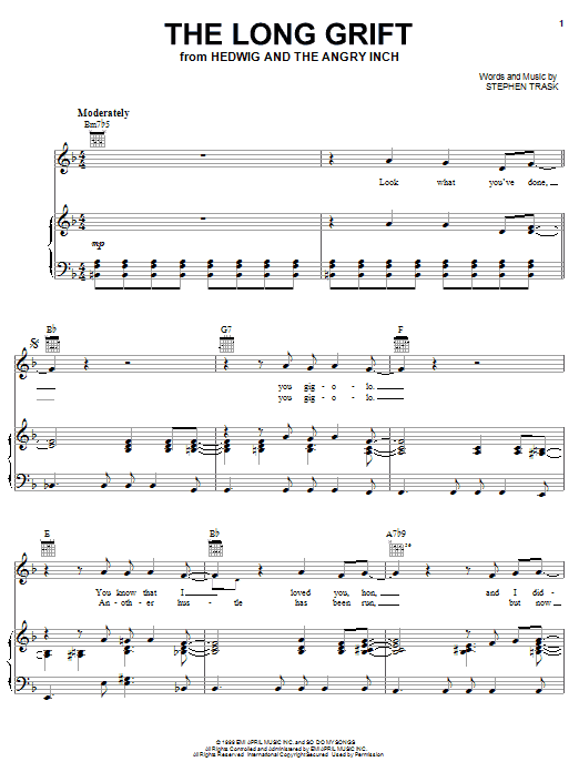 Stephen Trask The Long Grift sheet music notes and chords. Download Printable PDF.