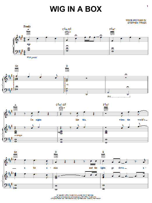 Stephen Trask Wig In A Box sheet music notes and chords. Download Printable PDF.