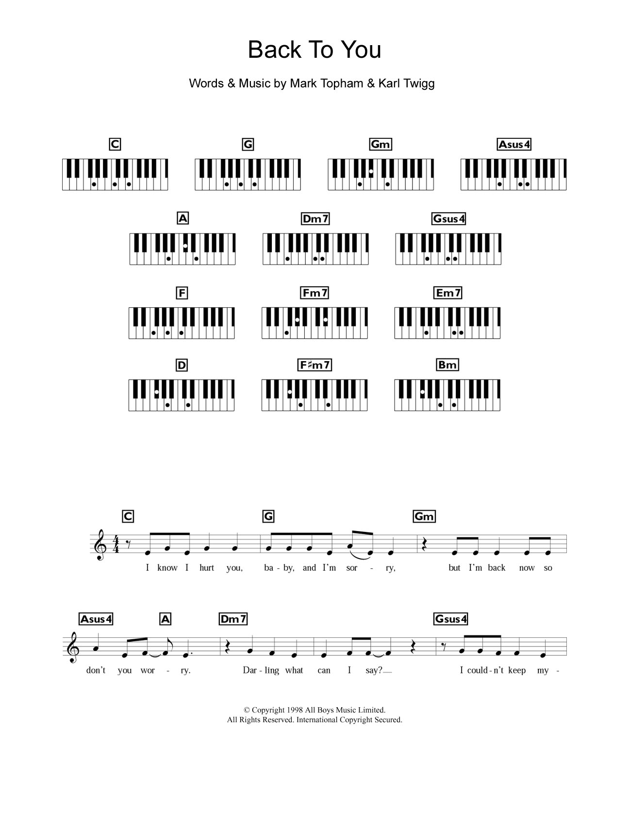 Learn to play Steps Back To You sheet music for Piano Chords/Lyrics in minutes. Price: 4.4900$ Steps Back To You sheet music notes and chords arranged for Piano Chords/Lyrics