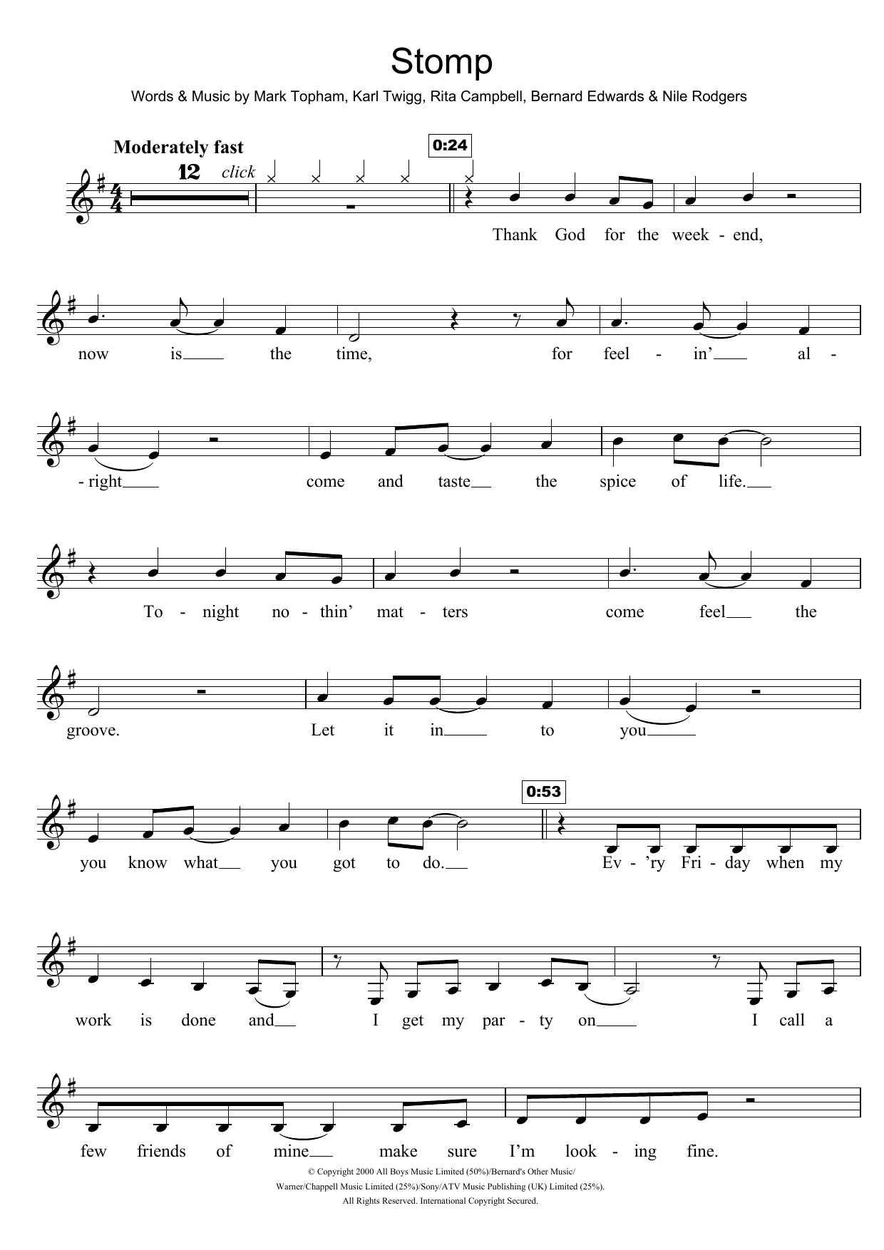 Steps Stomp sheet music notes and chords. Download Printable PDF.