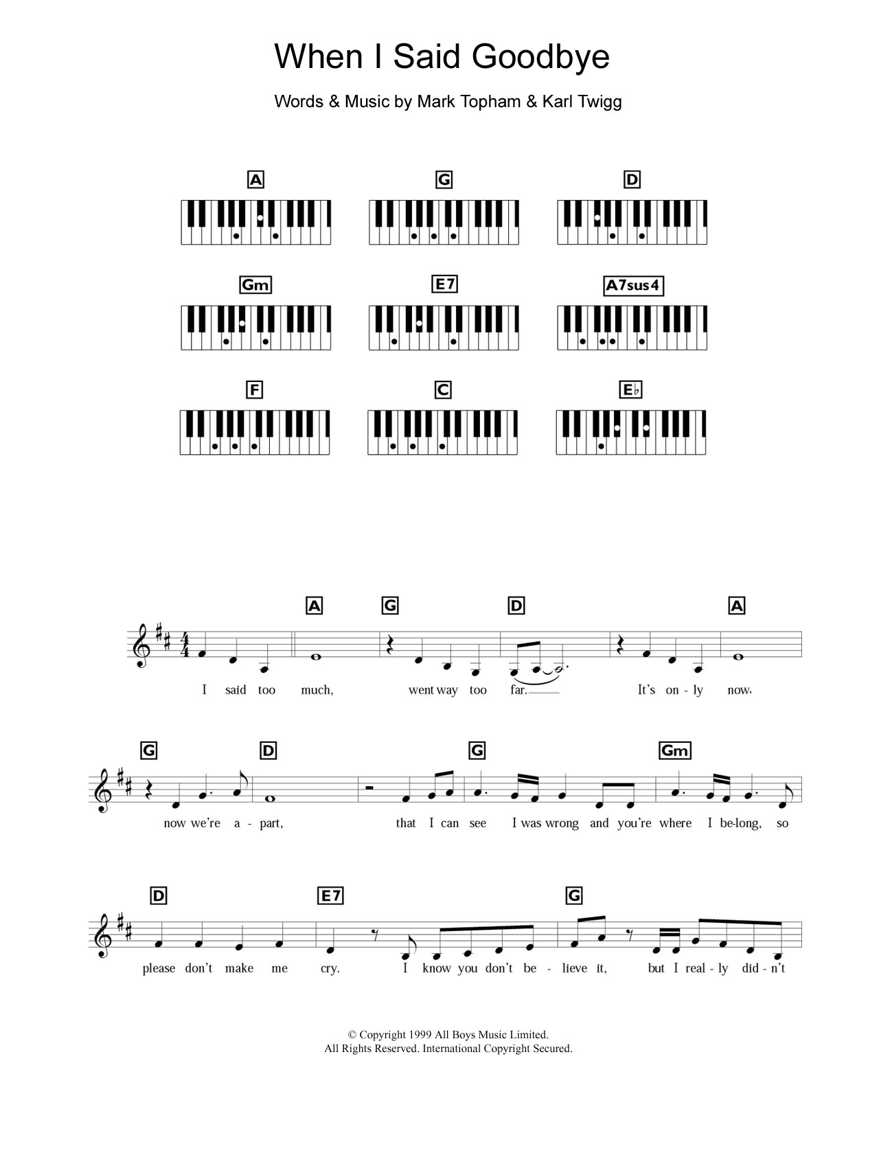 Learn to play Steps When I Said Goodbye sheet music for Piano Chords/Lyrics in minutes. Price: 4.4900$ Steps When I Said Goodbye sheet music notes and chords arranged for Piano Chords/Lyrics