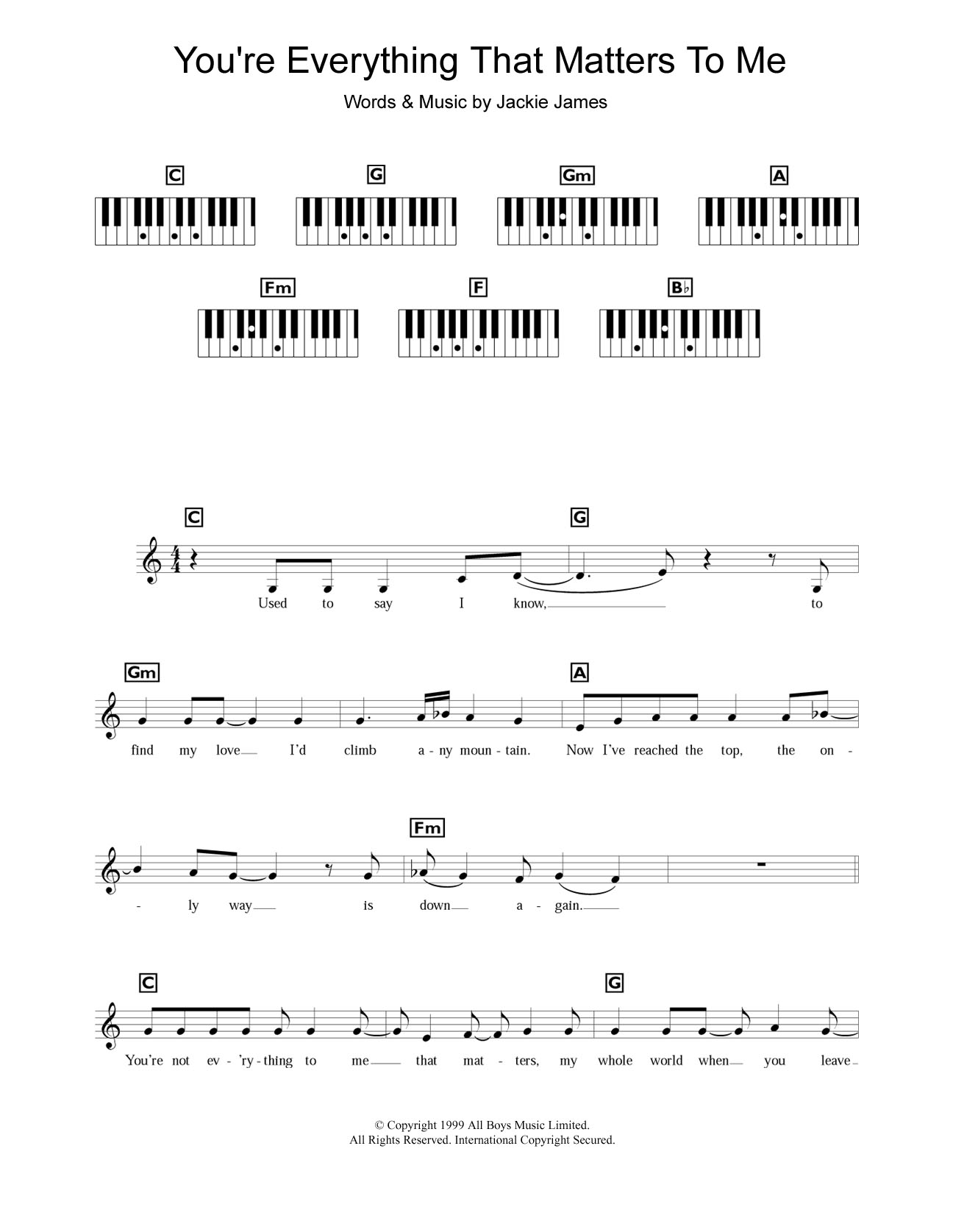 Learn to play Steps You're Everything That Matters To Me sheet music for Piano Chords/Lyrics in minutes. Price: 4.4900$ Steps You're Everything That Matters To Me sheet music notes and chords arranged for Piano Chords/Lyrics